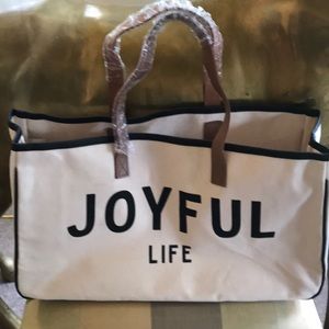 Joyful life canvas tote